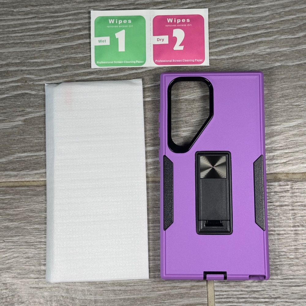 Asuwish Samsung S24 Ultra Phone Case Glass Protector Deep Purple Kickstand